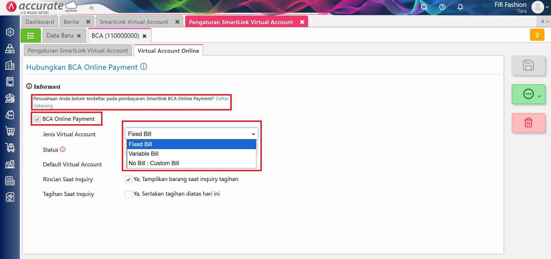 cara menggunakan VA BCA